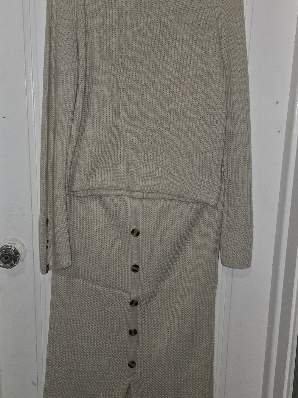 Beige Knit Button-Front Women’s Skirt
